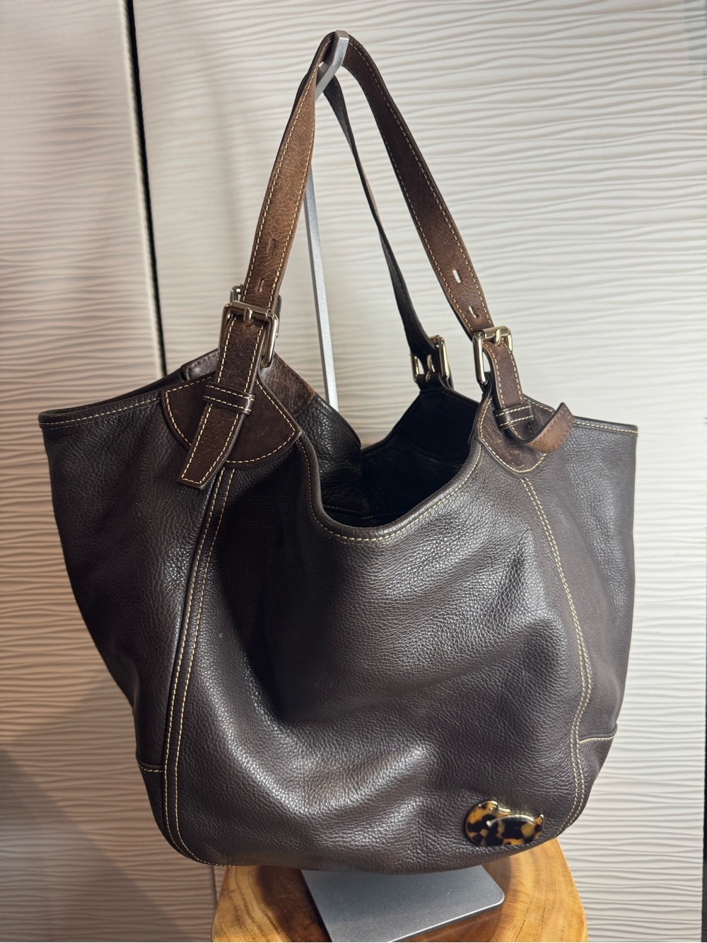 Dooney & Bourke Chocolate Brown Leather Large Hobo Shoulder Bag